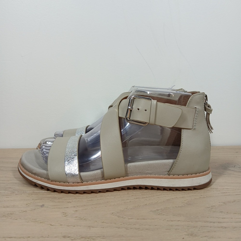 Sofft Sandals Womens 6.5M Beige Leather Slingback Gladiator Comfort Streetwear